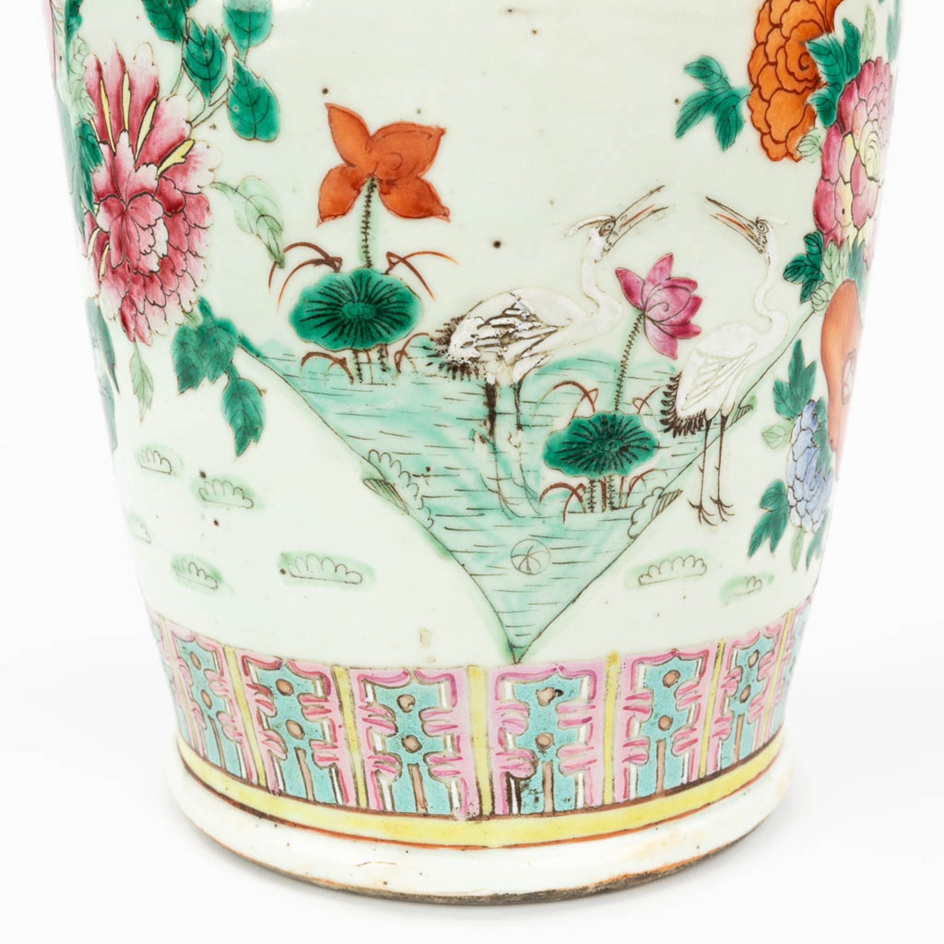 A Chinese vase made of porcelain, decorated with peacocks and birds. (61,5 x 24 cm) - Image 15 of 18