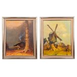 Albert DEMOEN (1916) 'Windmolen' &amp; 'De Blokhut' oil on canvas. (40 x 50cm)