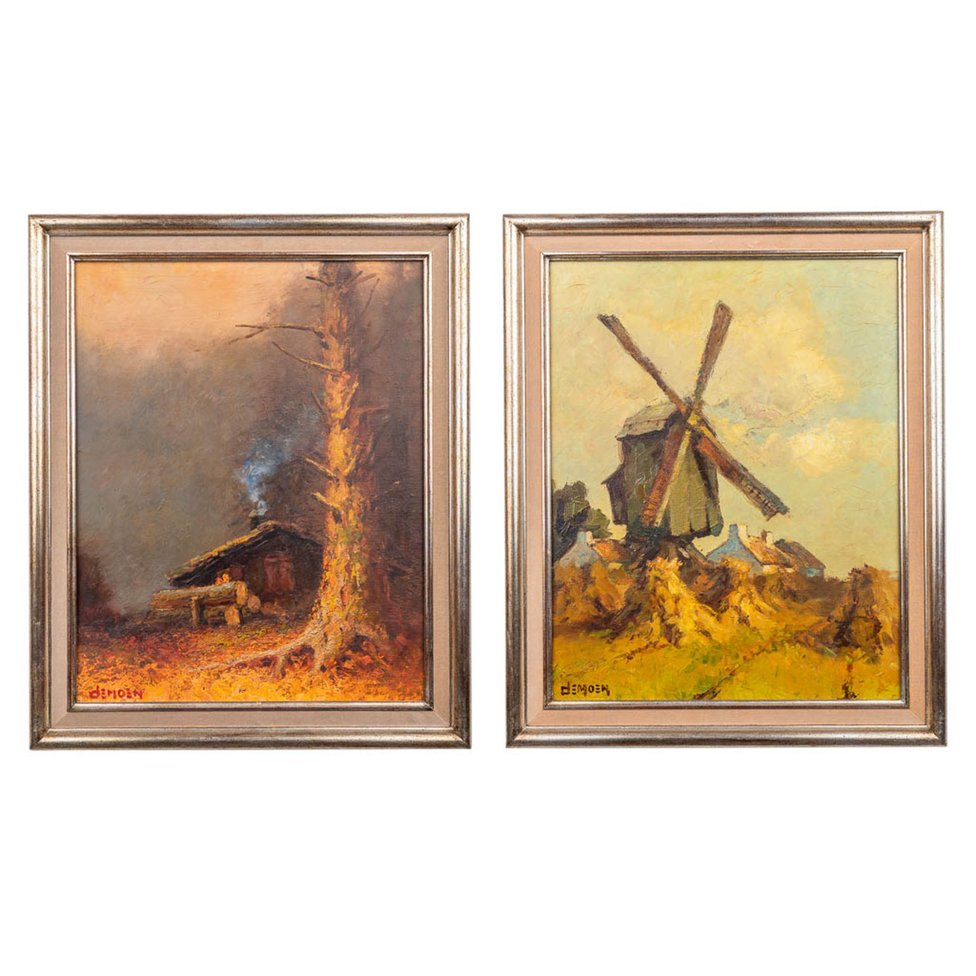 Albert DEMOEN (1916) 'Windmolen' &amp; 'De Blokhut' oil on canvas. (40 x 50cm)