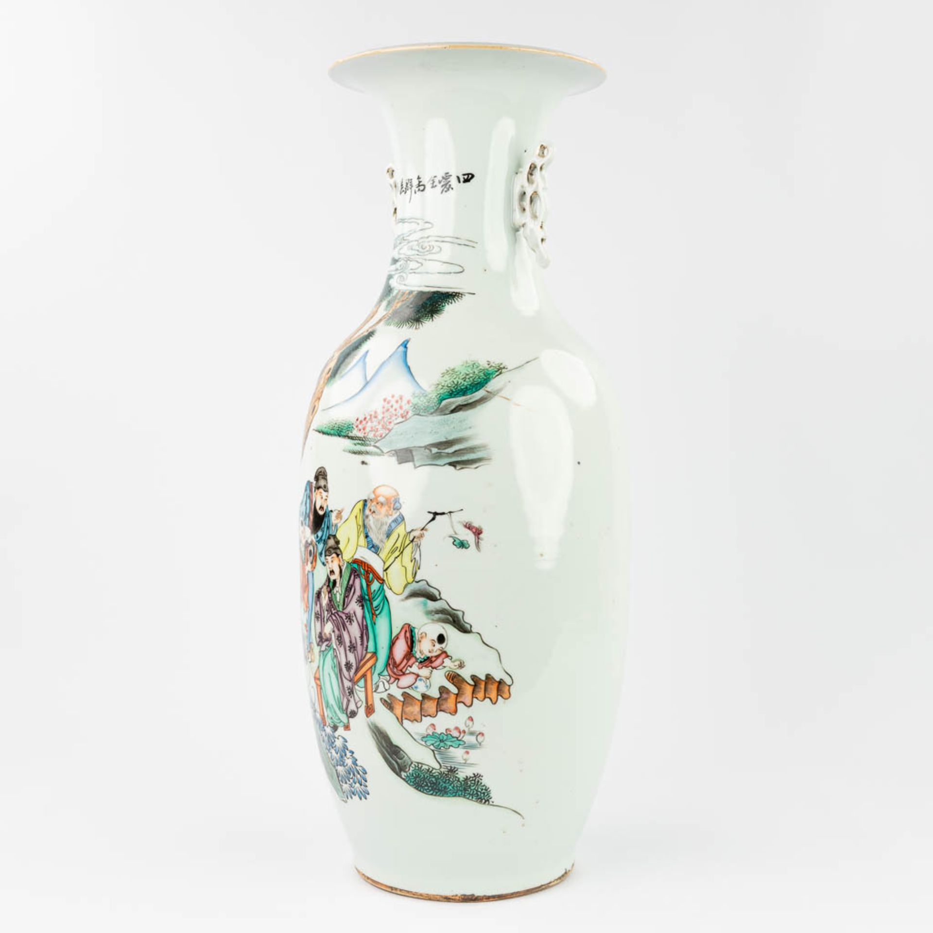 A Chinese vase made of porcelain and decorated with wise men in the garden. (59 x 23 cm) - Image 3 of 14