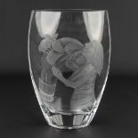 Louis BARTHƒLEMY (XIX-XX) Crystal vase with an engraved images after a work byÊLydia WILS (1924-1982