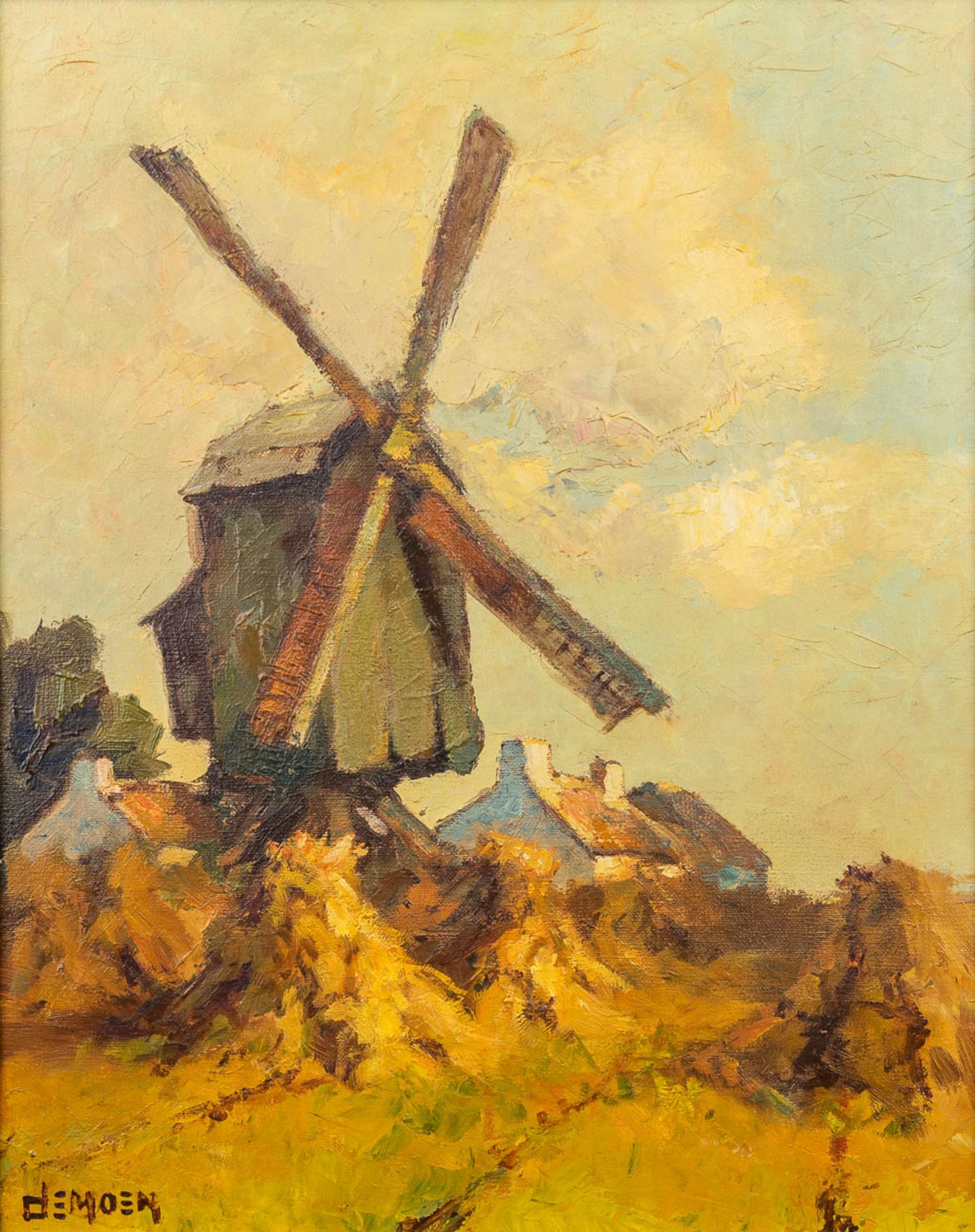 Albert DEMOEN (1916) 'Windmolen' &amp; 'De Blokhut' oil on canvas. (40 x 50cm) - Image 3 of 9