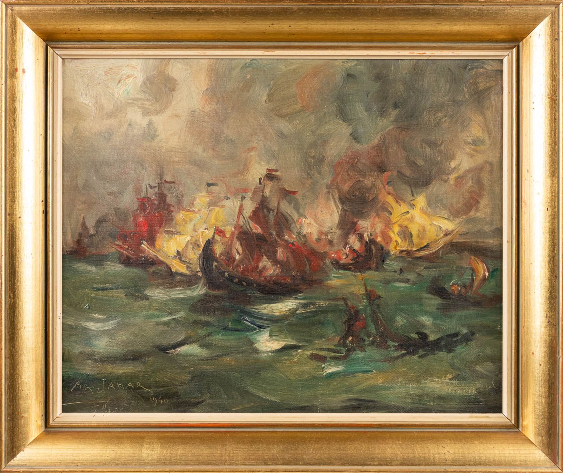 ArmandÊJAMAR (1870-1946) 'La Legende De Tijl Uylenspiegel' oil on canvas. 1940 (46 x 37cm) - Image 4 of 8