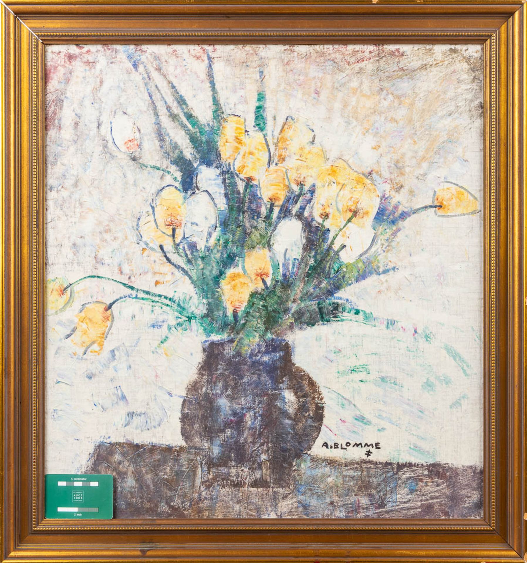 Alfons BLOMME (1889-1979) 'Tulips' oil on canvas. (56 x 60cm) - Image 5 of 6