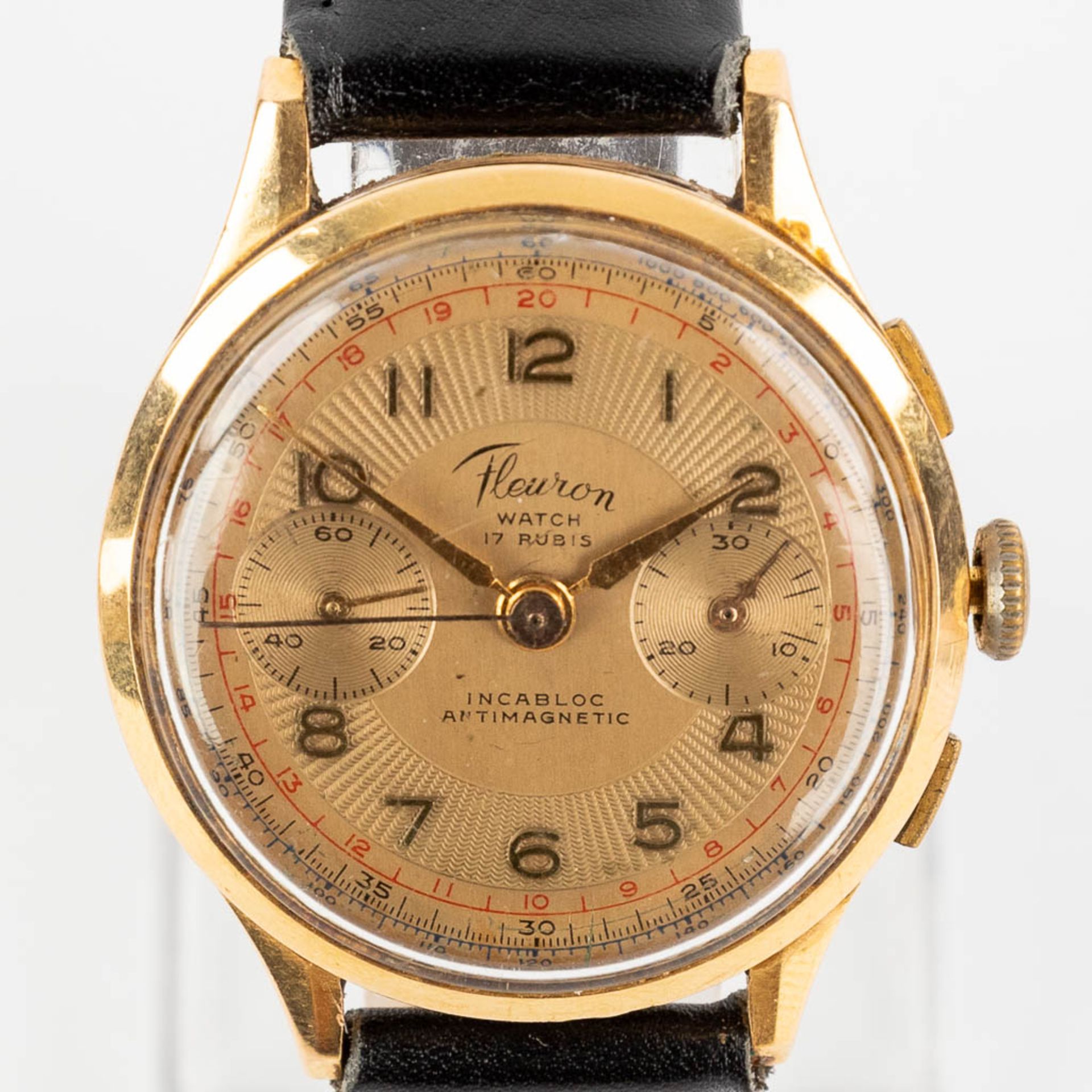 A collection of 2 wristwatches 'Fleuron' and 'Chronographe suisse', 18kt gold. (3,8cm) - Bild 14 aus 20