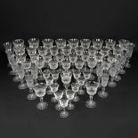 A large collection of 60-pieces of crystal goblets and glasses. (20cm)