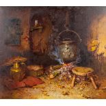 Albert DEMOEN (1916) 'The Fireplace' oil on canvas. (80 x 70cm)