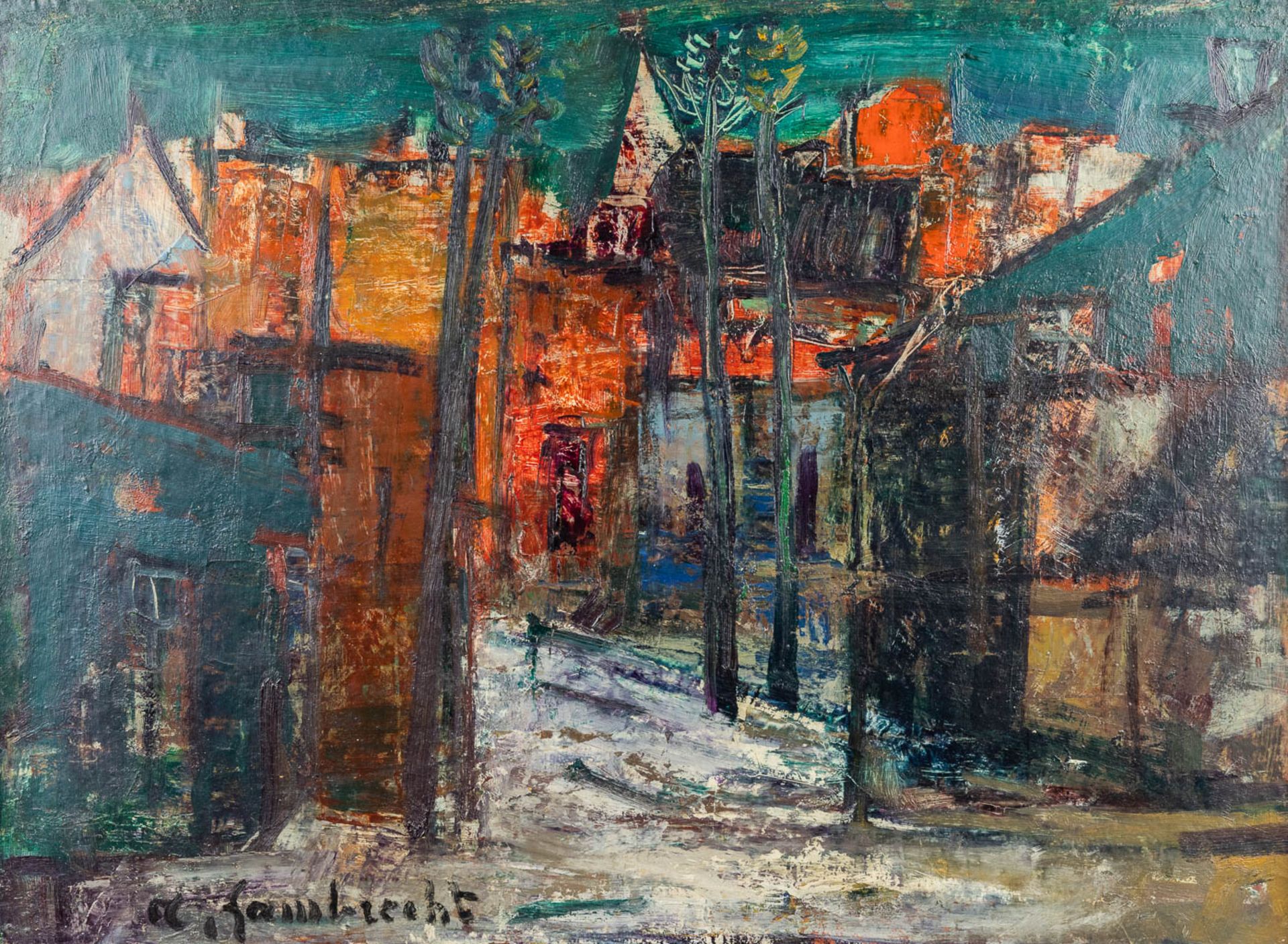 Arthur LAMBRECHT (1904-1983) 'Expressionist Village View' (76 x 56cm)