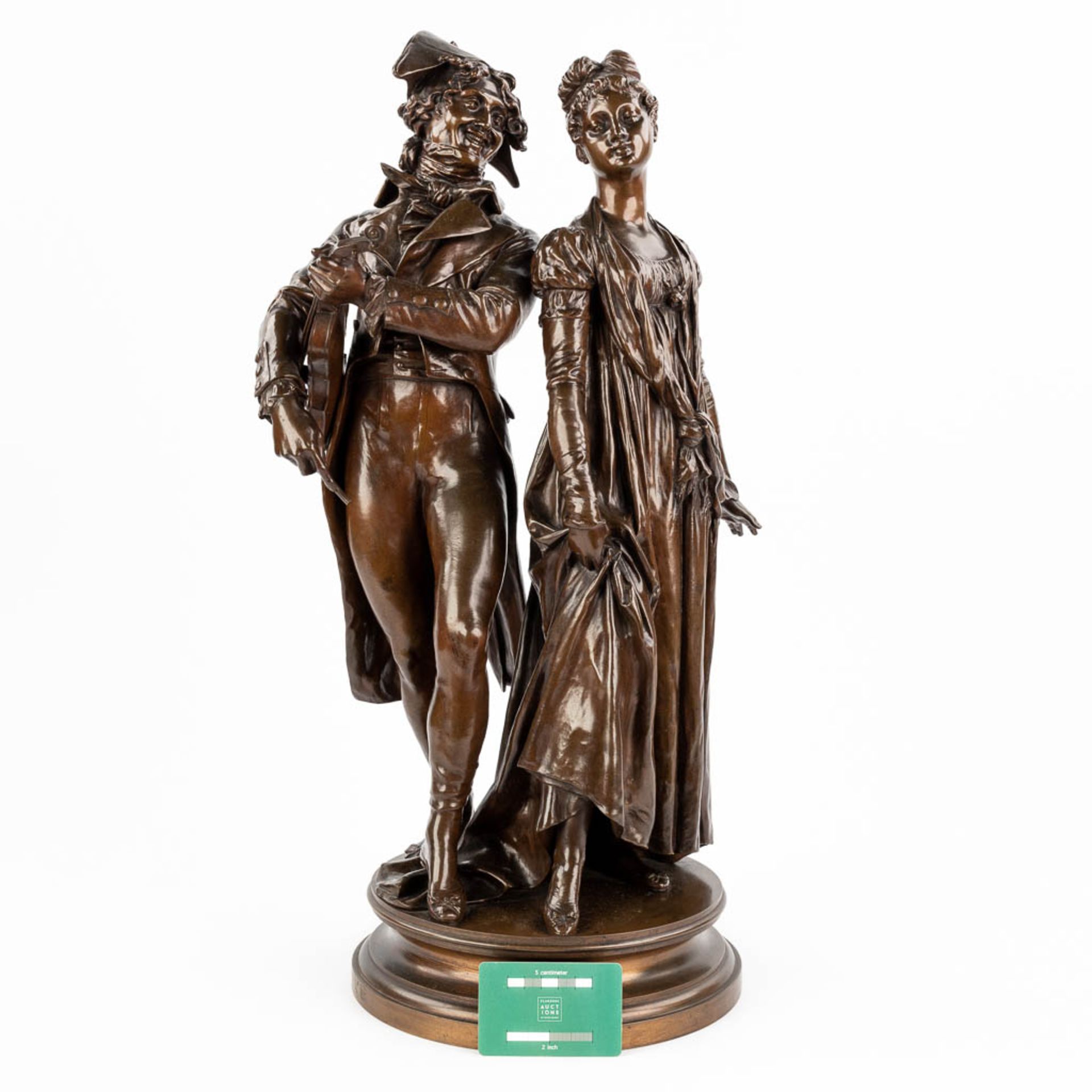 Henry ƒtienne DUMAIGE (1830-1888) 'Nobleman and his wife' patinated bronze (63 x 26cm) - Bild 3 aus 13