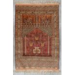 A figurative Oriental carpet, Afgan and made of silk.Ê(125 x 87 cm)