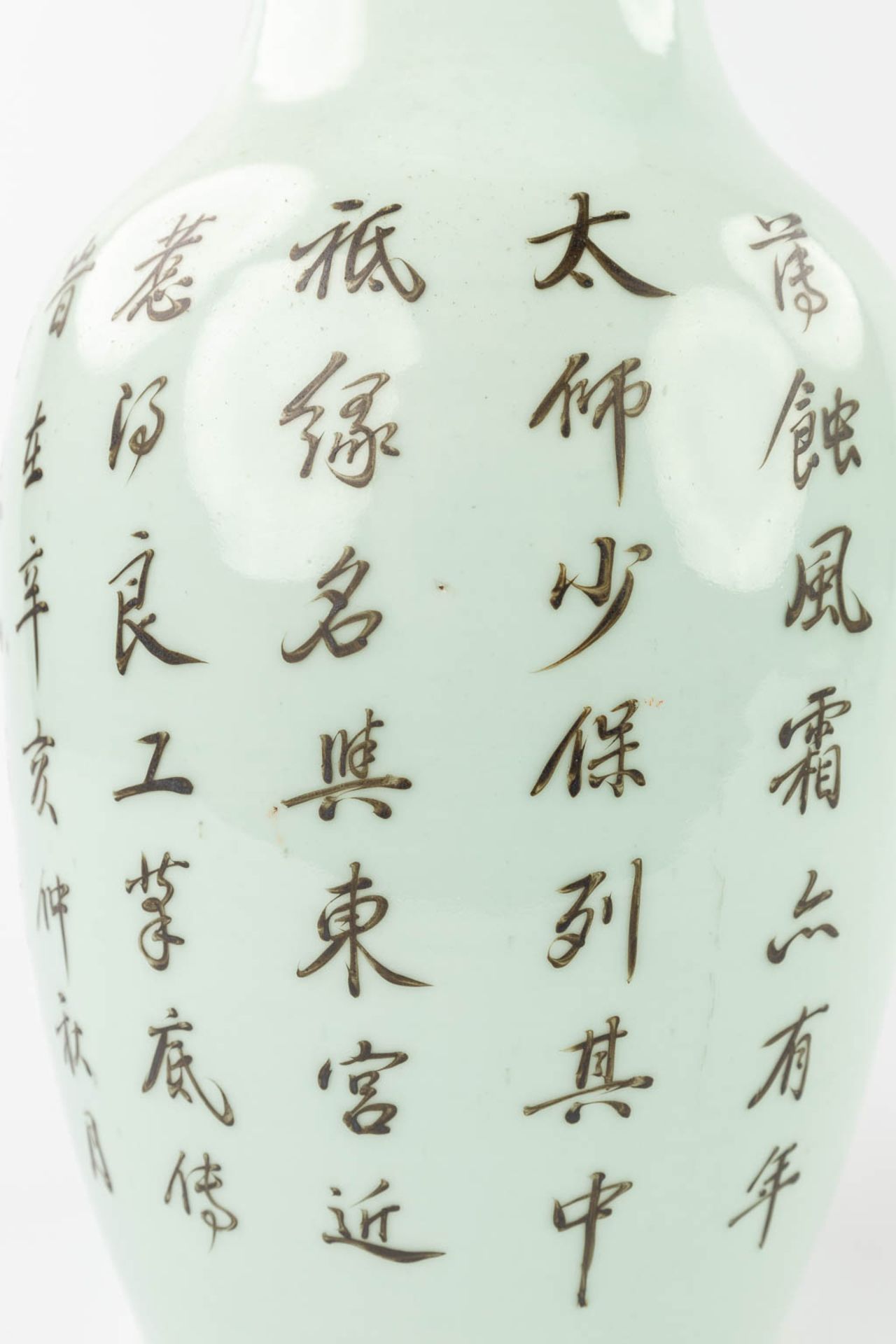 A Chinese vase made of porcelain and decorated with a red foo dog. (44,5 x 21 cm) - Image 10 of 16