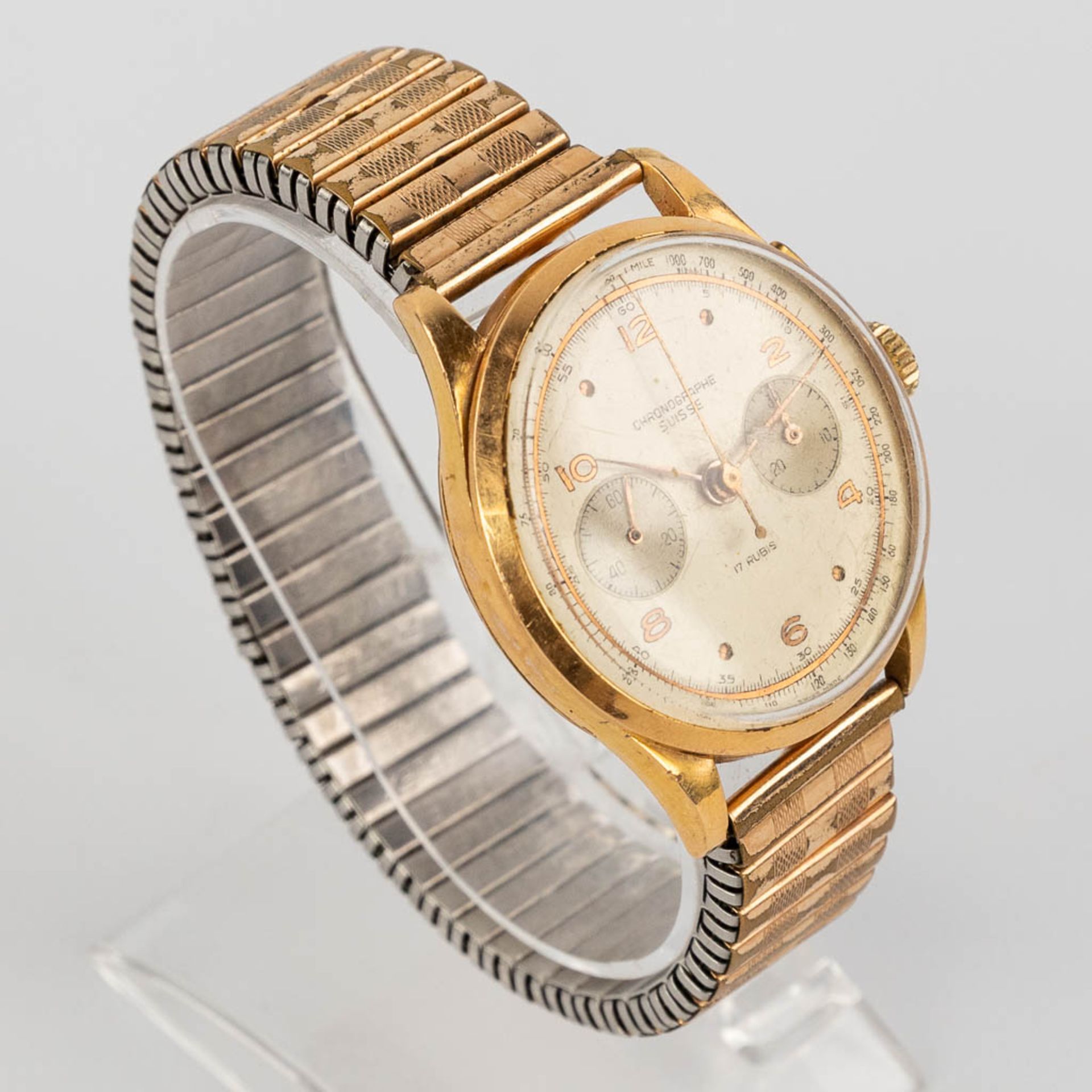 A collection of 2 wristwatches 'Fleuron' and 'Chronographe suisse', 18kt gold. (3,8cm) - Bild 12 aus 20