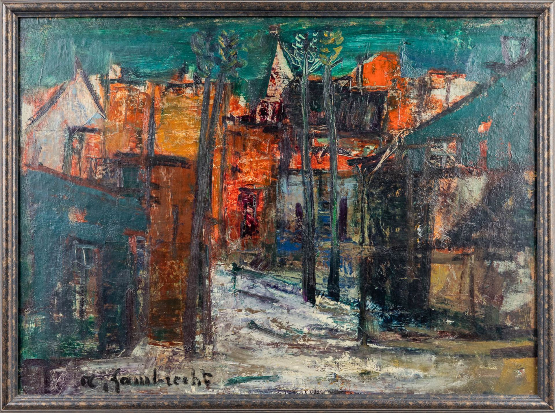 Arthur LAMBRECHT (1904-1983) 'Expressionist Village View' (76 x 56cm) - Image 5 of 7