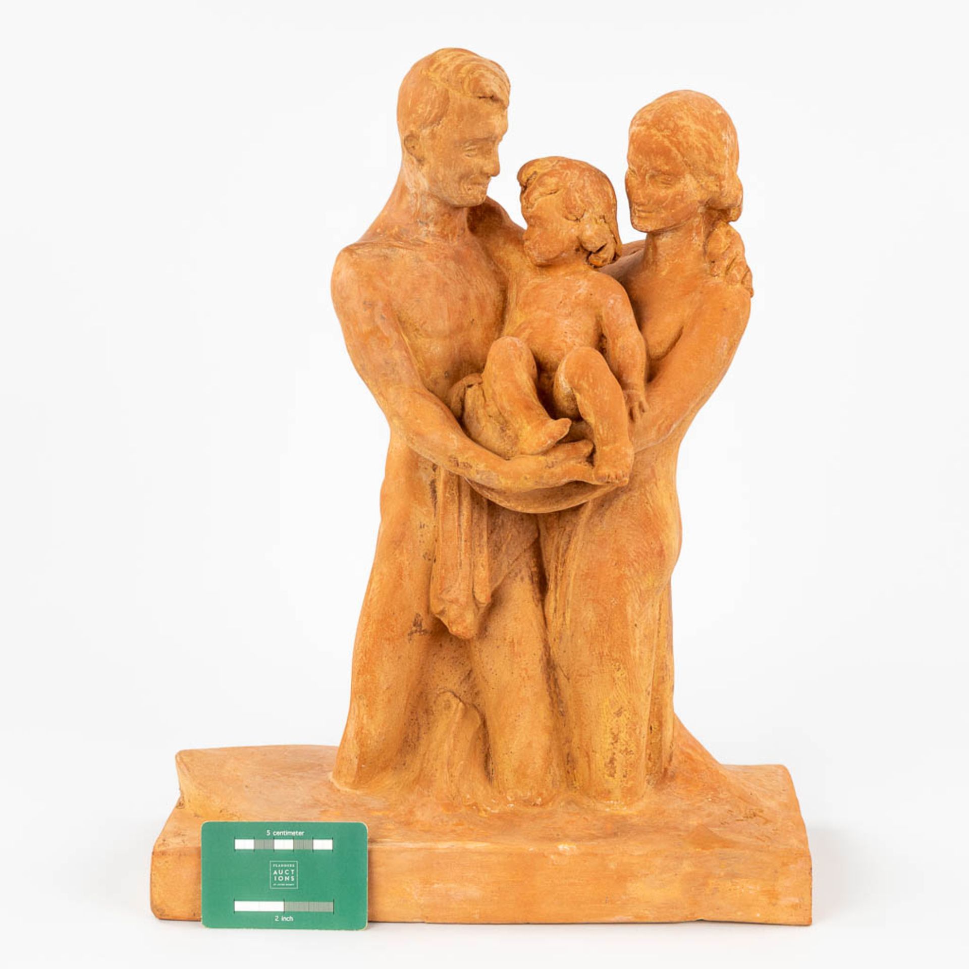 Achille LEYS (1873-1953) 'Family' a statue made of terracotta.Ê1946. (16 x 34 x 44cm) - Image 9 of 11