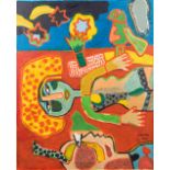 CORNEILLE (1922-2010) 'Love in the Spring' a terragraphy on canvas (85 x 105cm)