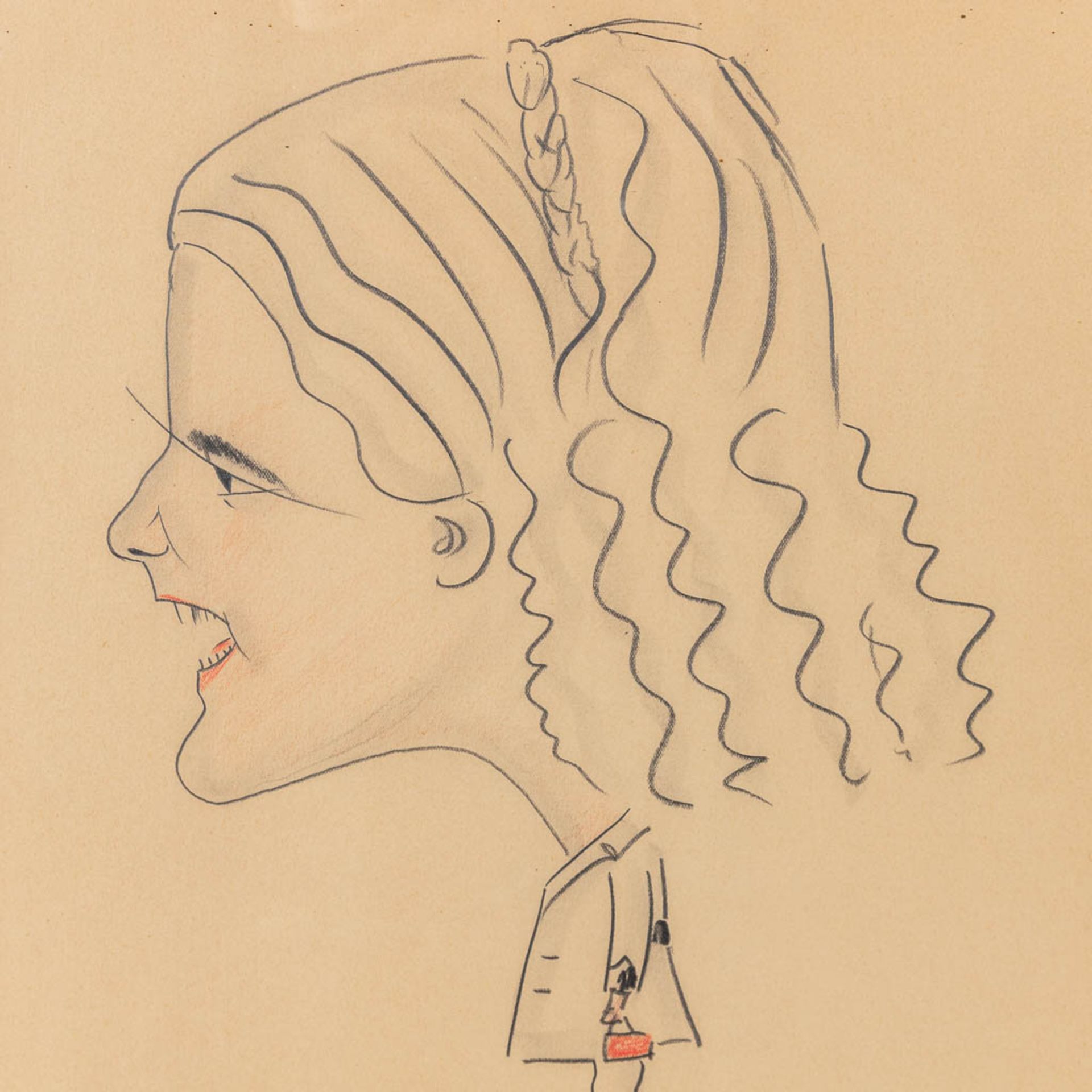 Kondor LADISLAV (1901-1963) 'Lady with the purse' a caricature. (32 x 45cm) - Image 5 of 6