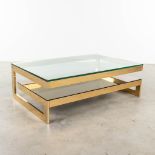 Belgo Chrome, a G-shape coffee table made of gold-plated metal (75 x 120 x 38cm)