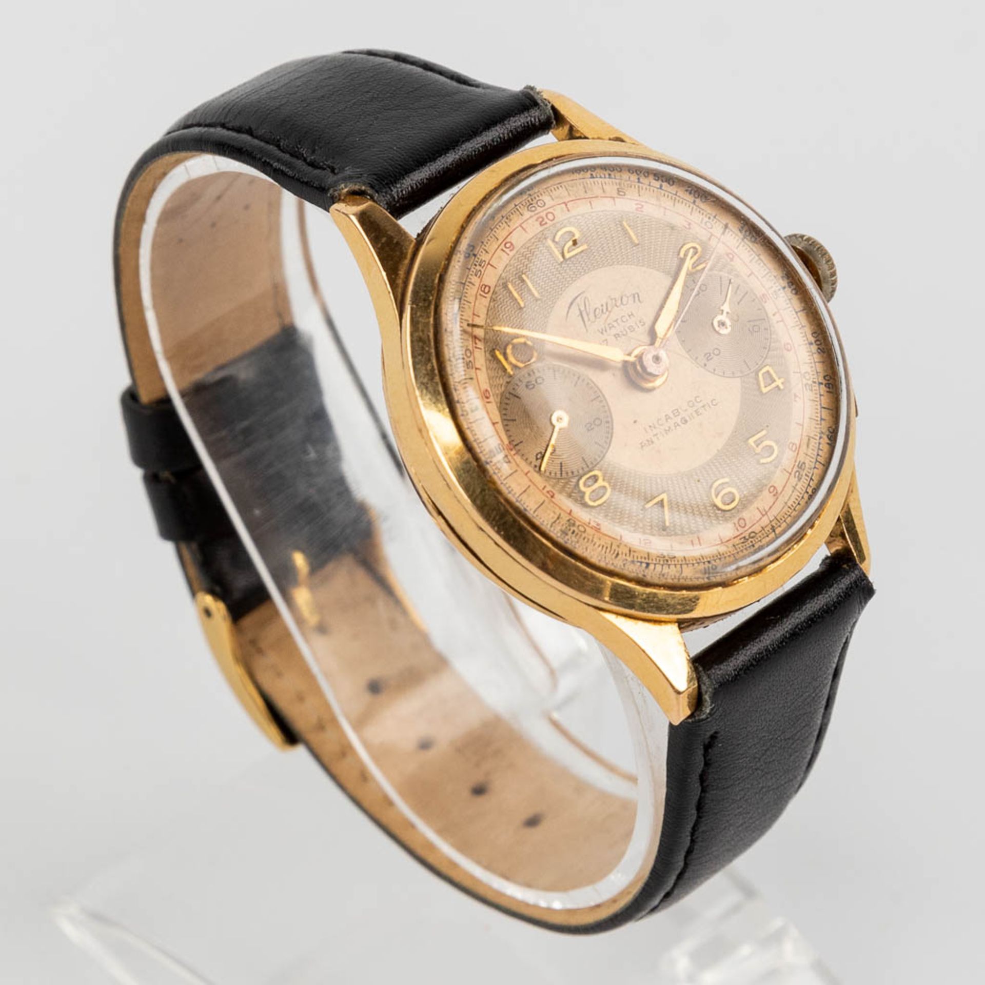 A collection of 2 wristwatches 'Fleuron' and 'Chronographe suisse', 18kt gold. (3,8cm) - Bild 20 aus 20
