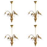 A set of 4 chandeliers, Hollywood Regency style (78 x 48cm)