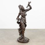 Henri HonorŽ PLƒ (1853-1922) 'Cleopatra seducing the serpent' patinated bronze. (94cm)