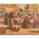 Charles POUPAERT (1874-1935) 'The Market' oil on canvas. (67 x 54cm)
