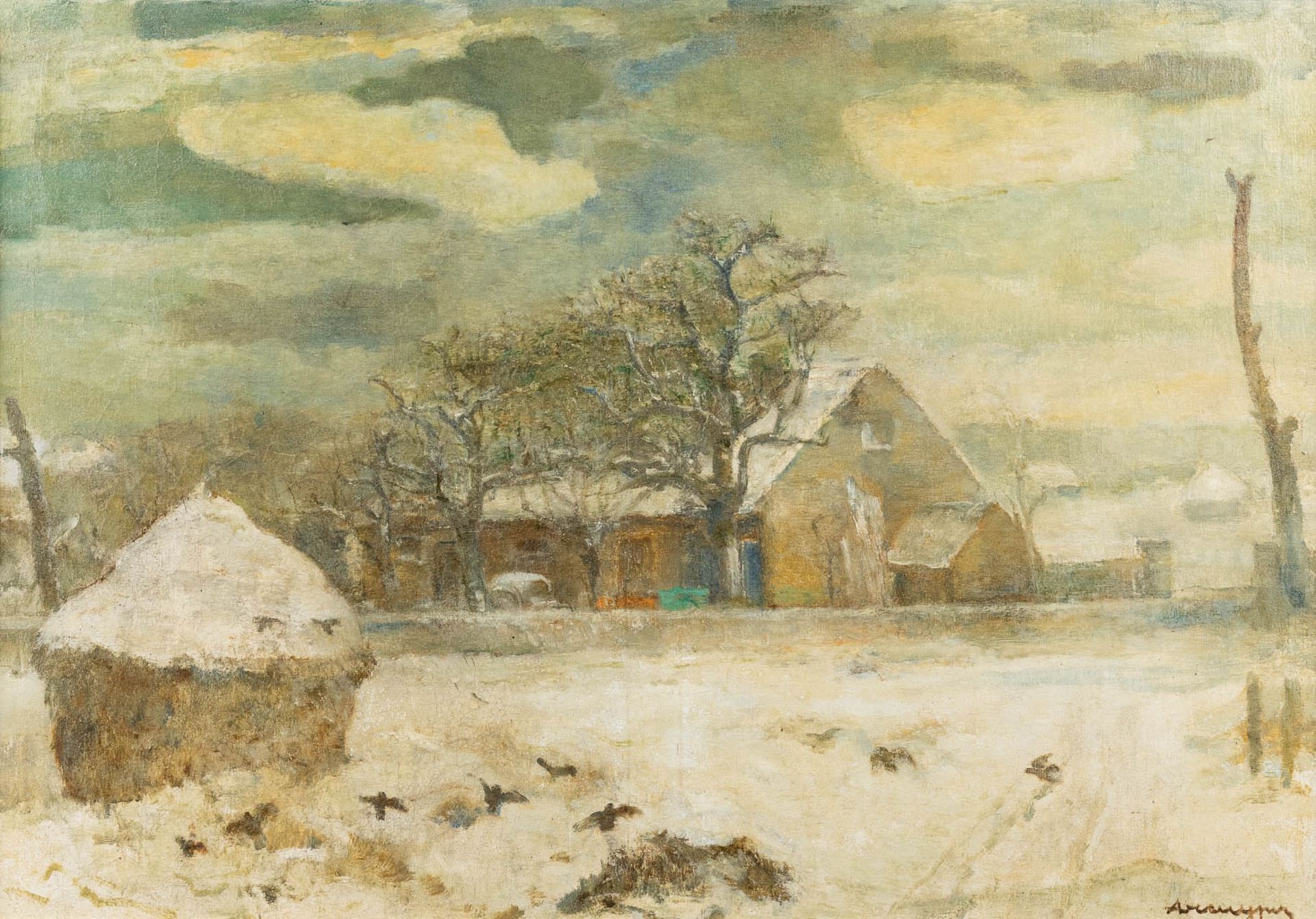 Alfons DE CUYPER (1887-1950) 'Snow Landscape' a painting, oil on canvas. (100 x 70cm)