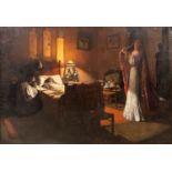 Charles VAN HAVERMAET (XIX-XX) 'Mourning' oil on canvas. (162 x 110cm)