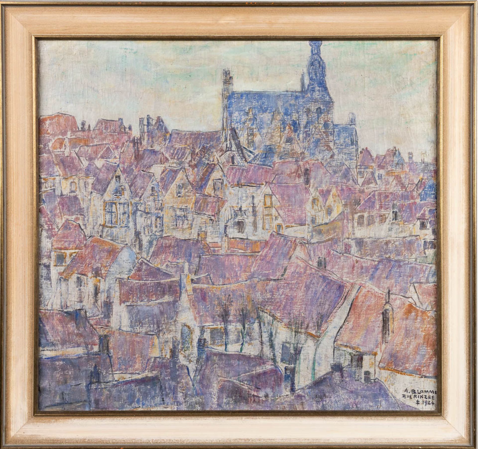 Alfons BLOMME (1889-1979) 'Zierikzee' oil on canvas (70 x 66cm) - Image 4 of 8