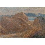 Modest HUYS (1874/75-1932) 'View of the Leie with haystacks' oil on canvas. (43 x 30cm)