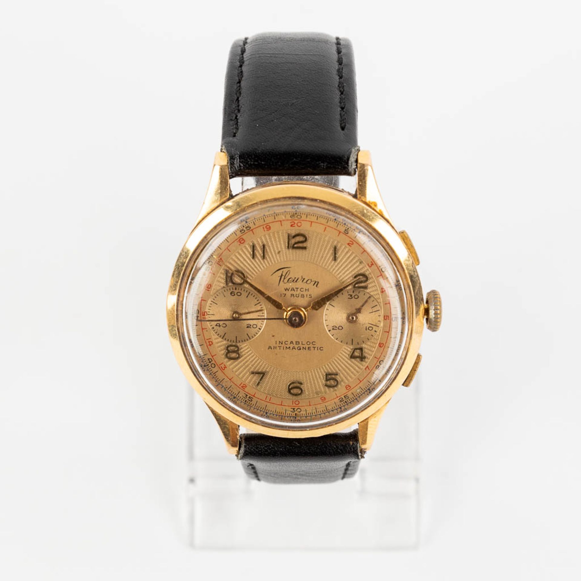 A collection of 2 wristwatches 'Fleuron' and 'Chronographe suisse', 18kt gold. (3,8cm) - Bild 4 aus 20