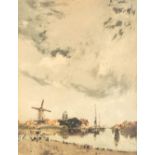 Henri CASSIERS (1858-1944) 'Dutch village' a lithography, number 169. (34 x 44cm)