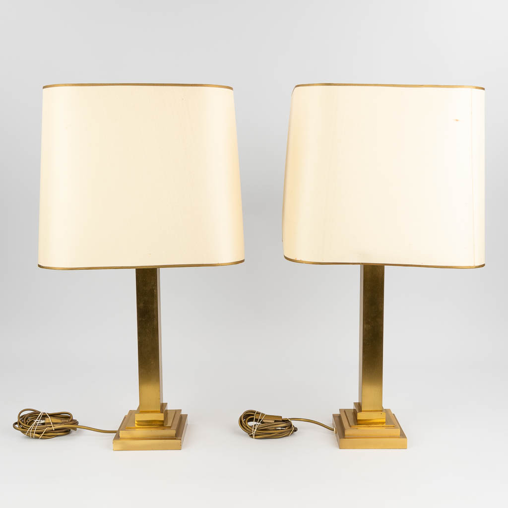 Belgo Chrome, a pair of metal table lamps. Circa 1980. (12,5 x 12,5 x 42cm) - Image 3 of 9