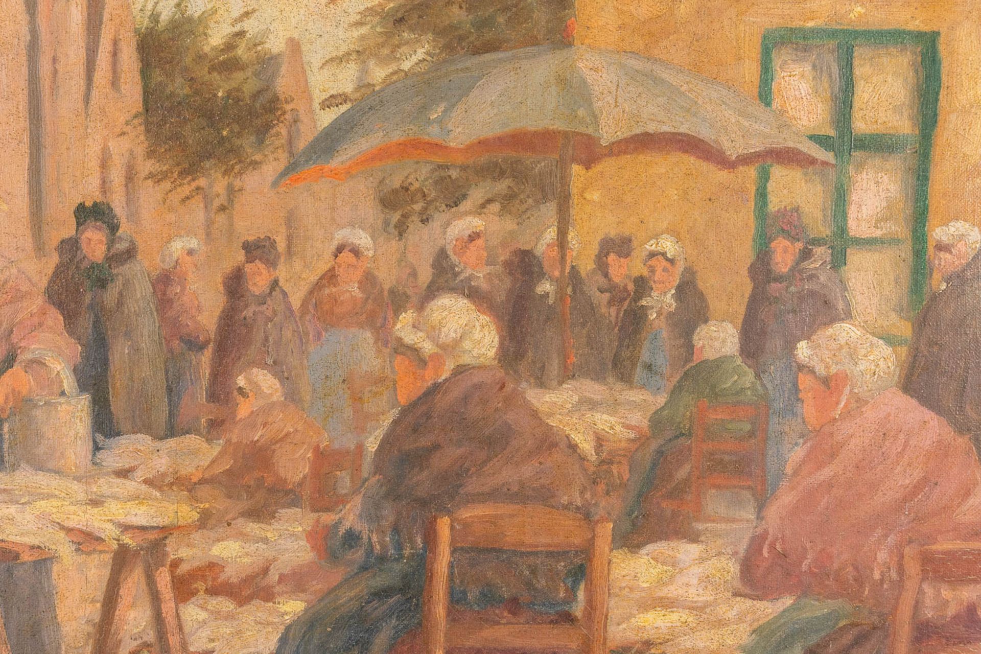 Charles POUPAERT (1874-1935) 'The Market' oil on canvas. (67 x 54cm) - Image 6 of 6