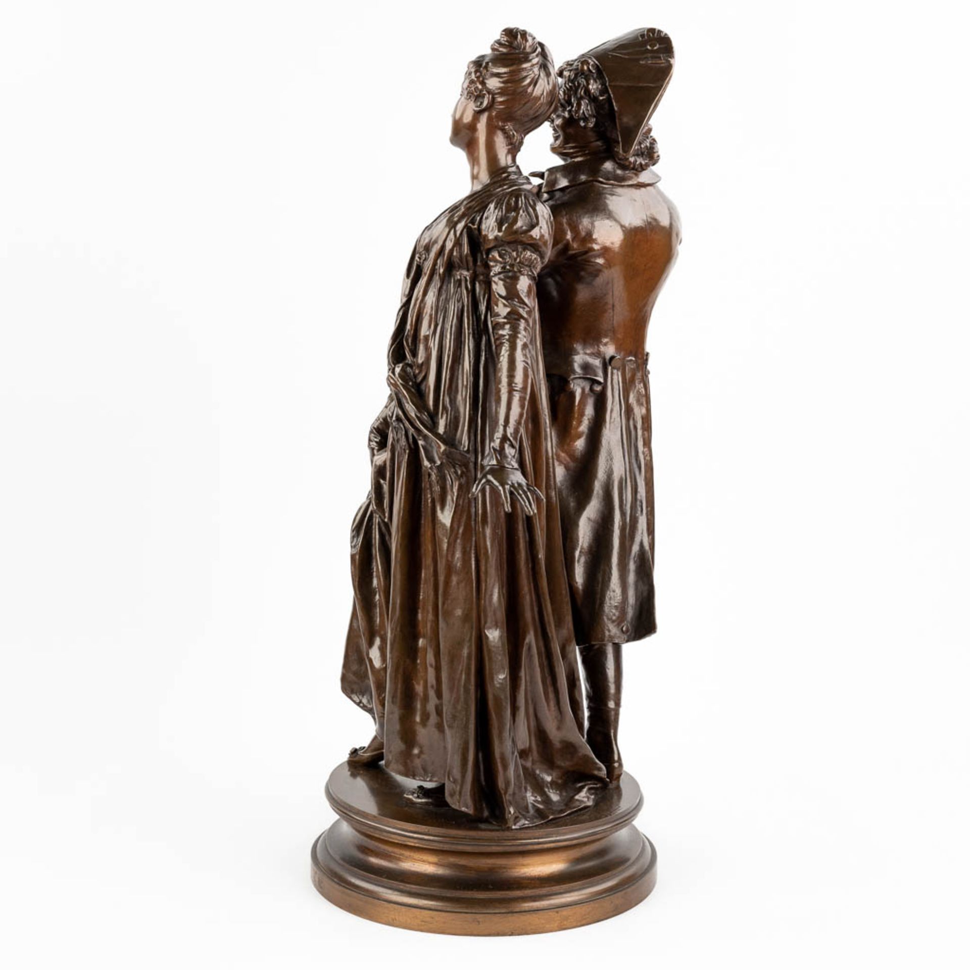 Henry ƒtienne DUMAIGE (1830-1888) 'Nobleman and his wife' patinated bronze (63 x 26cm) - Bild 4 aus 13