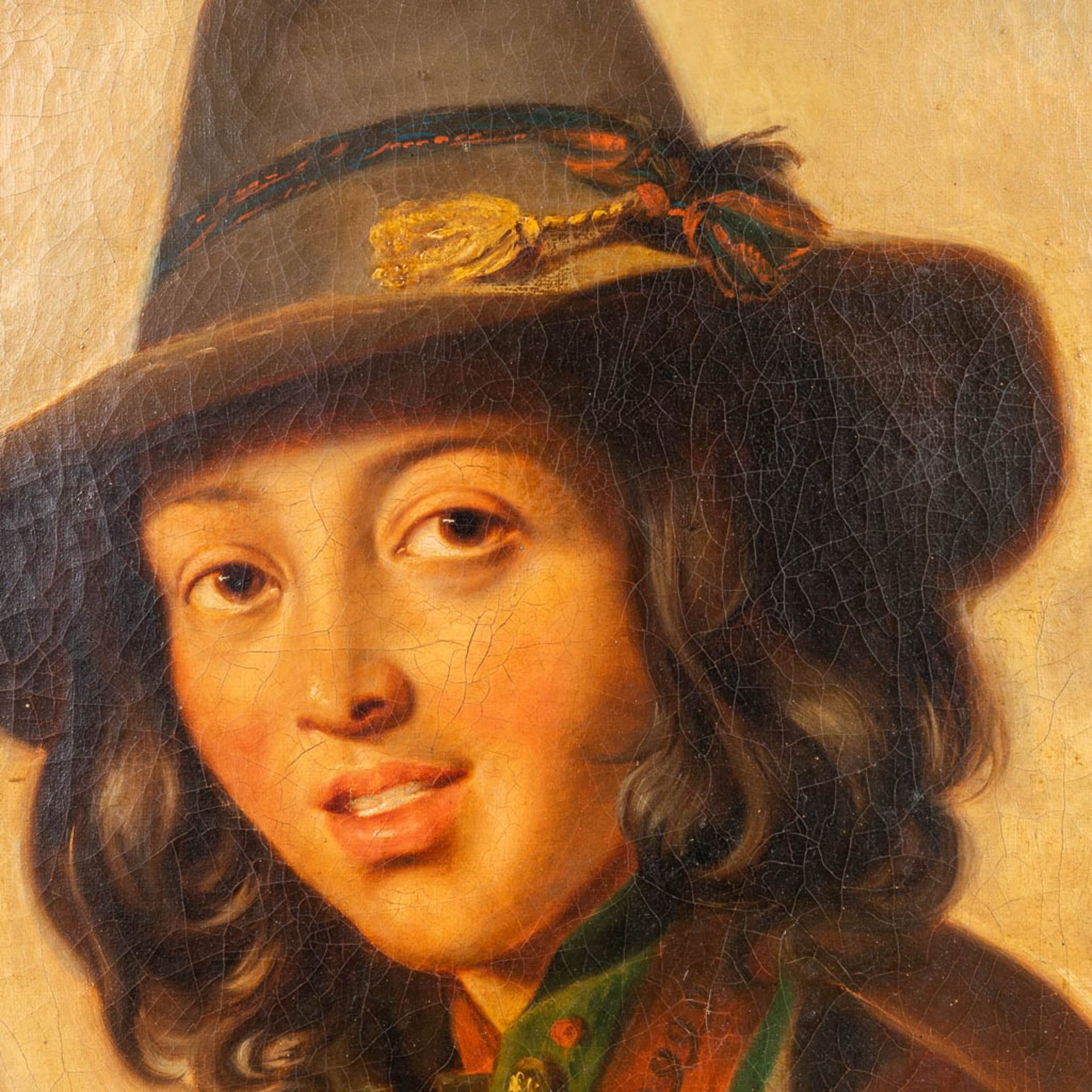 Portait of a young herder with a hat, marked Roma. Illegibly signed, oil on canvas. 1842. (50 x 60cm - Bild 5 aus 10