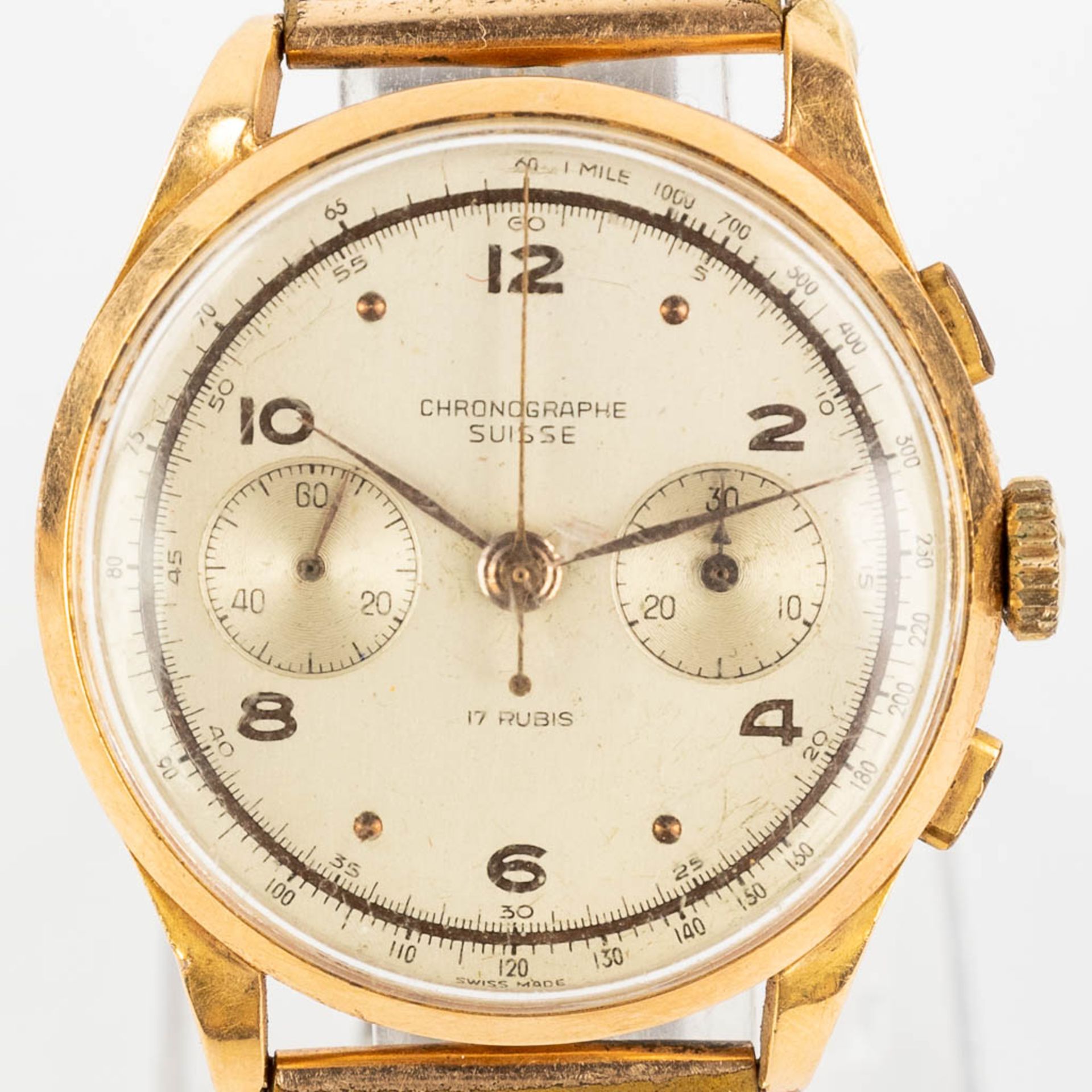 A collection of 2 wristwatches 'Fleuron' and 'Chronographe suisse', 18kt gold. (3,8cm) - Bild 13 aus 20