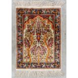 A figurative Oriental carpet with 'Tree of Life' decor, Isphahan. (80 x 58 cm)