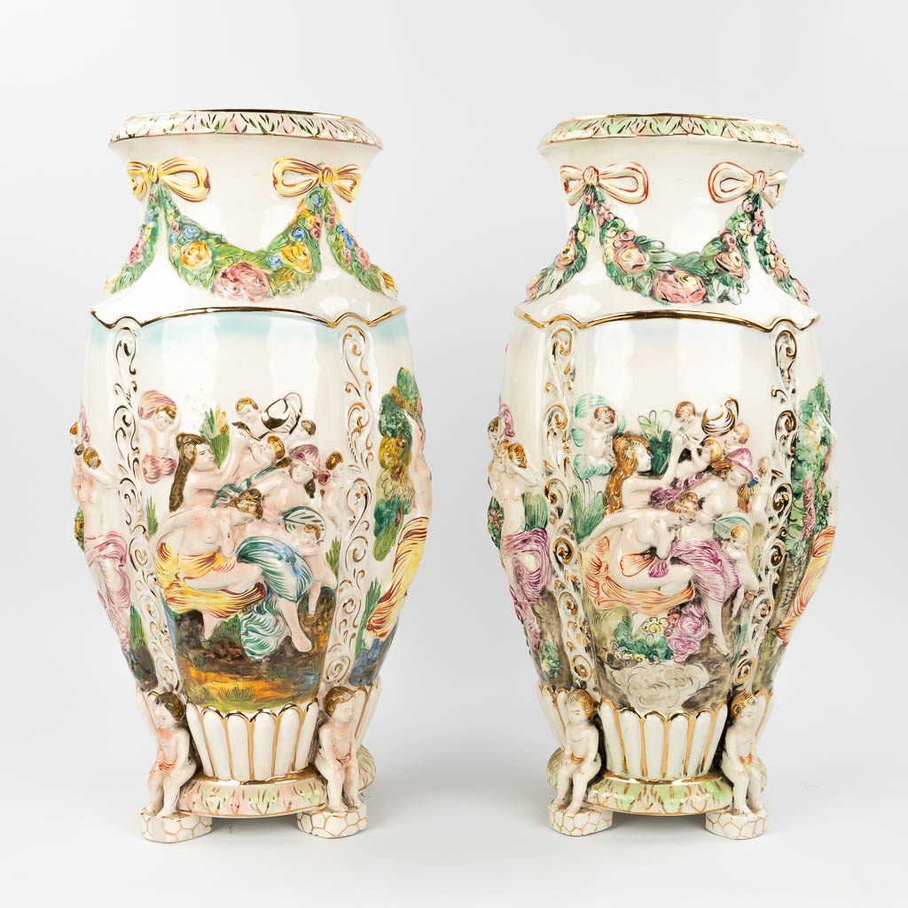 Capodimonte, a collection of 2 large vases (58 x 30cm)