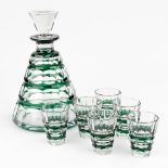 Val Saint-Lambert, a carafe with 6 glassesÊmade of cut crystal in art deco style. (23 x 15,5cm)