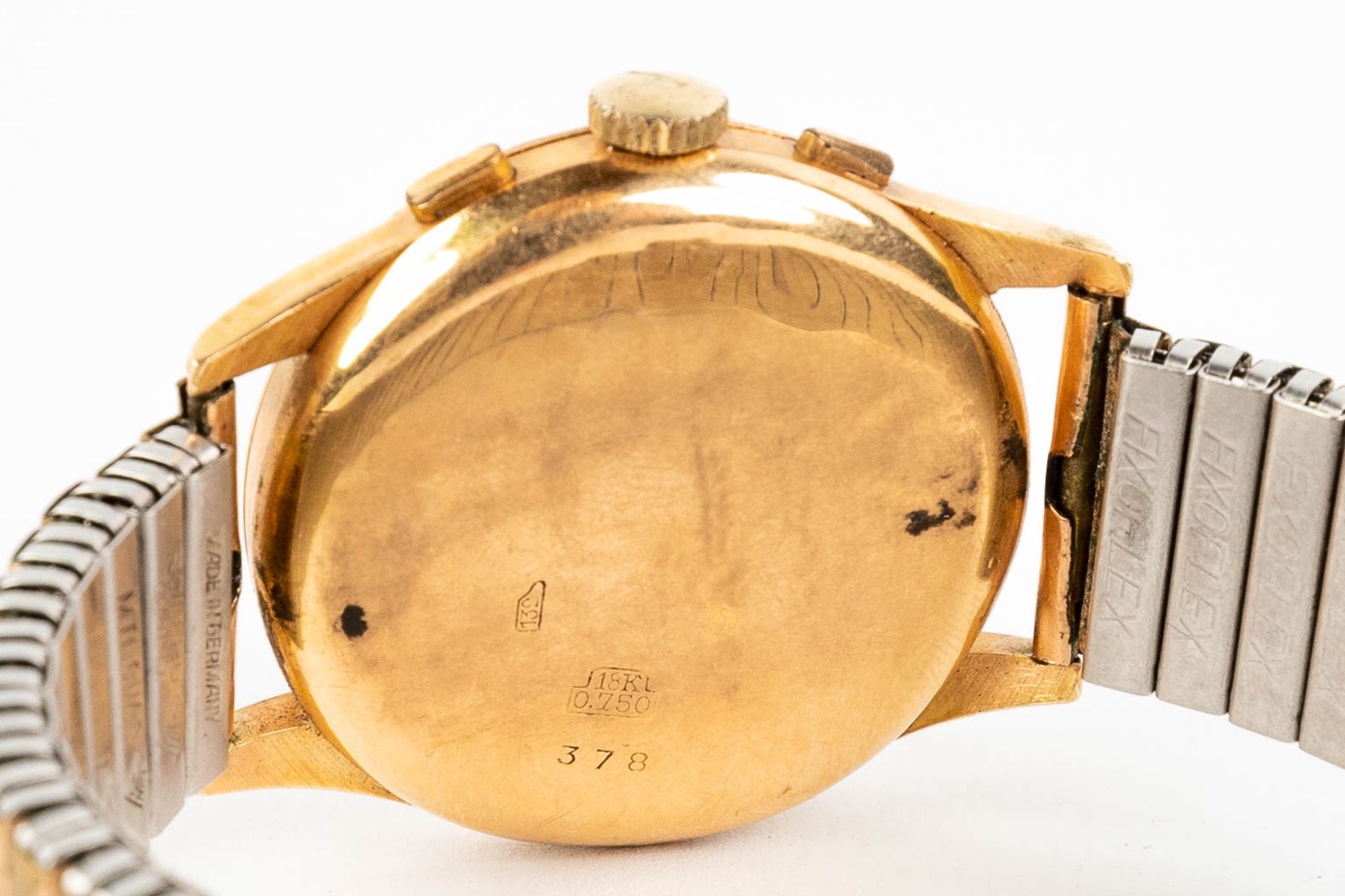 A collection of 2 wristwatches 'Fleuron' and 'Chronographe suisse', 18kt gold. (3,8cm) - Bild 18 aus 20