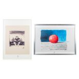 JosŽ VERMEERSCH (1922-1997) 'Apple &amp; Figurine' a set of 2 lithography's. (69 x 42cm)