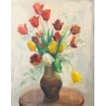 Alphonse MORA (1891-1977) 'Tulip Vase' oil on canavs. (60 x 75cm)