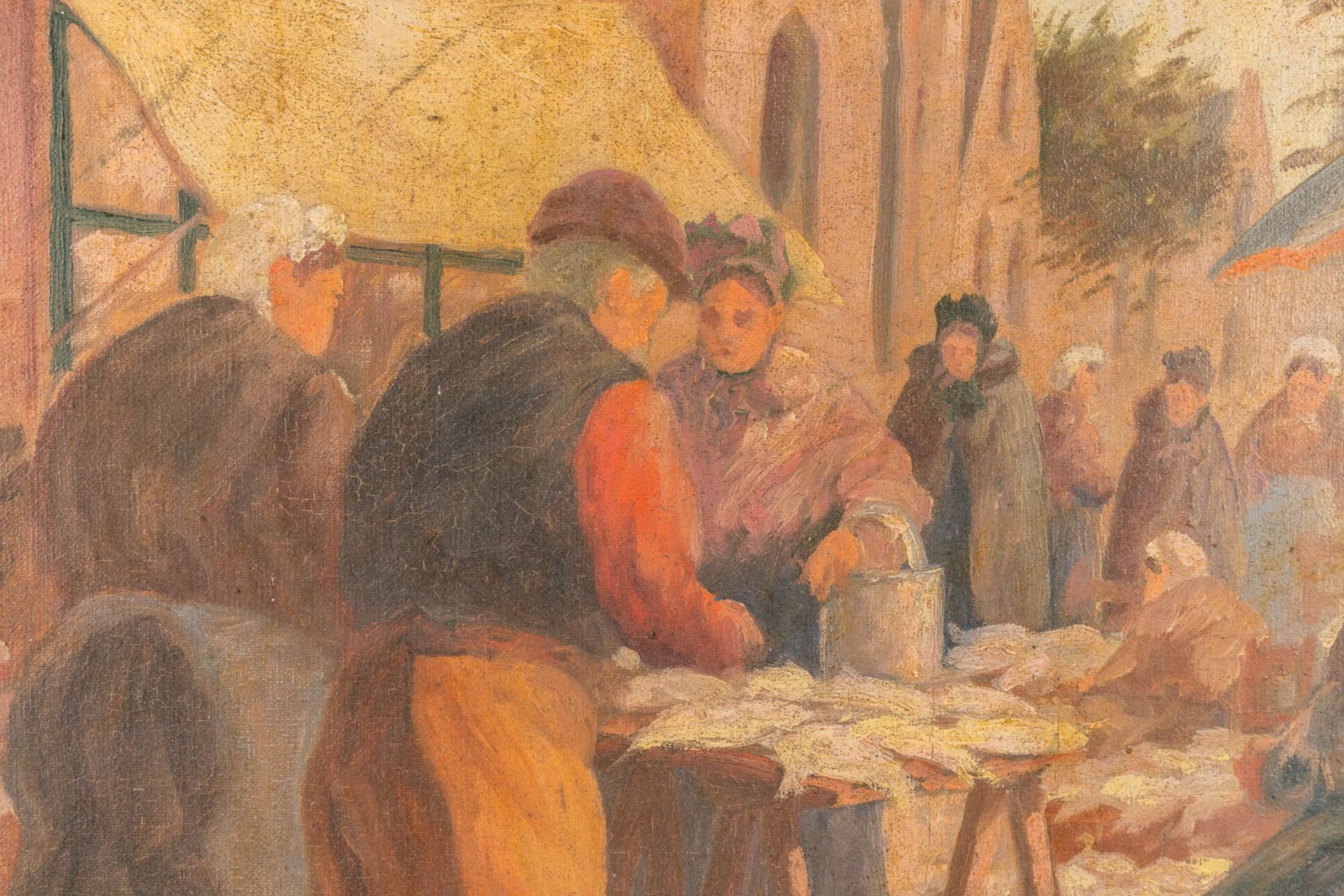 Charles POUPAERT (1874-1935) 'The Market' oil on canvas. (67 x 54cm) - Image 5 of 6