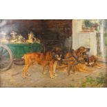 Albert TOEFAERTS (1856-1909) 'The Dog Cart' oil on canvas. (138 x 86cm)
