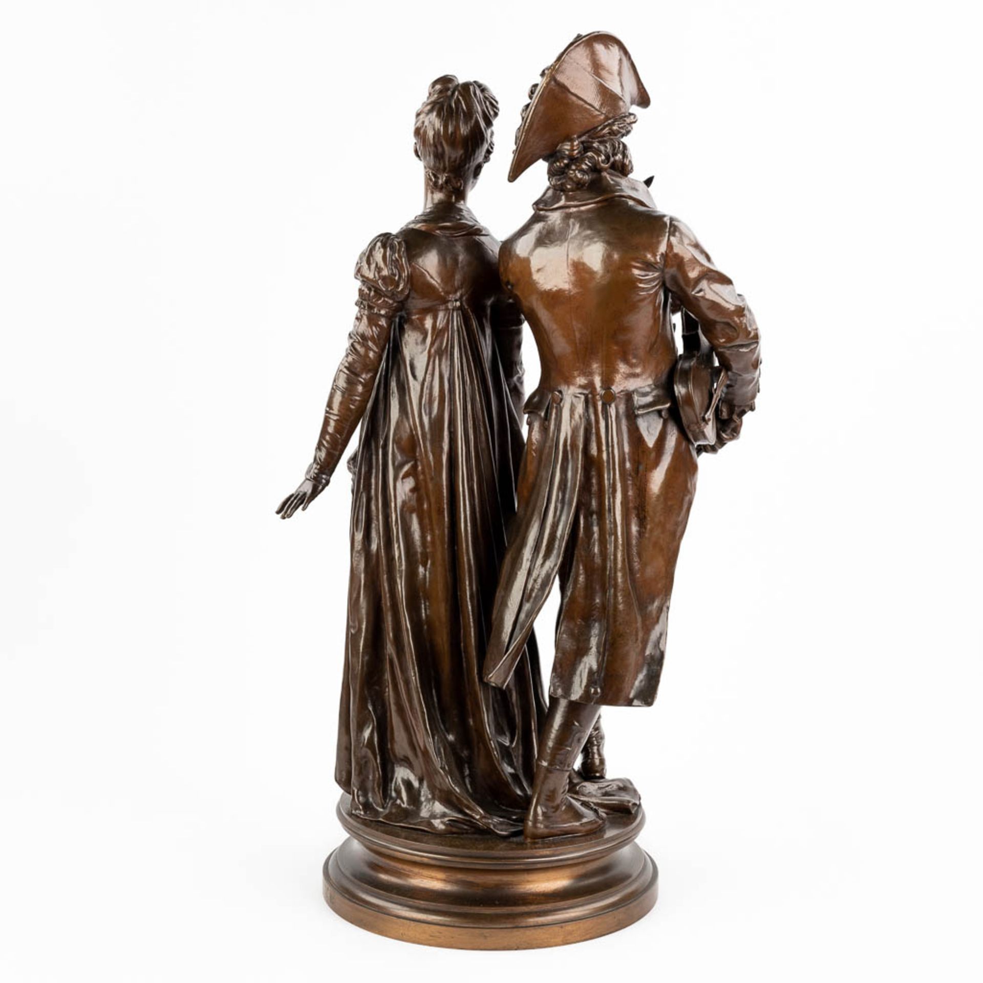 Henry ƒtienne DUMAIGE (1830-1888) 'Nobleman and his wife' patinated bronze (63 x 26cm) - Bild 5 aus 13