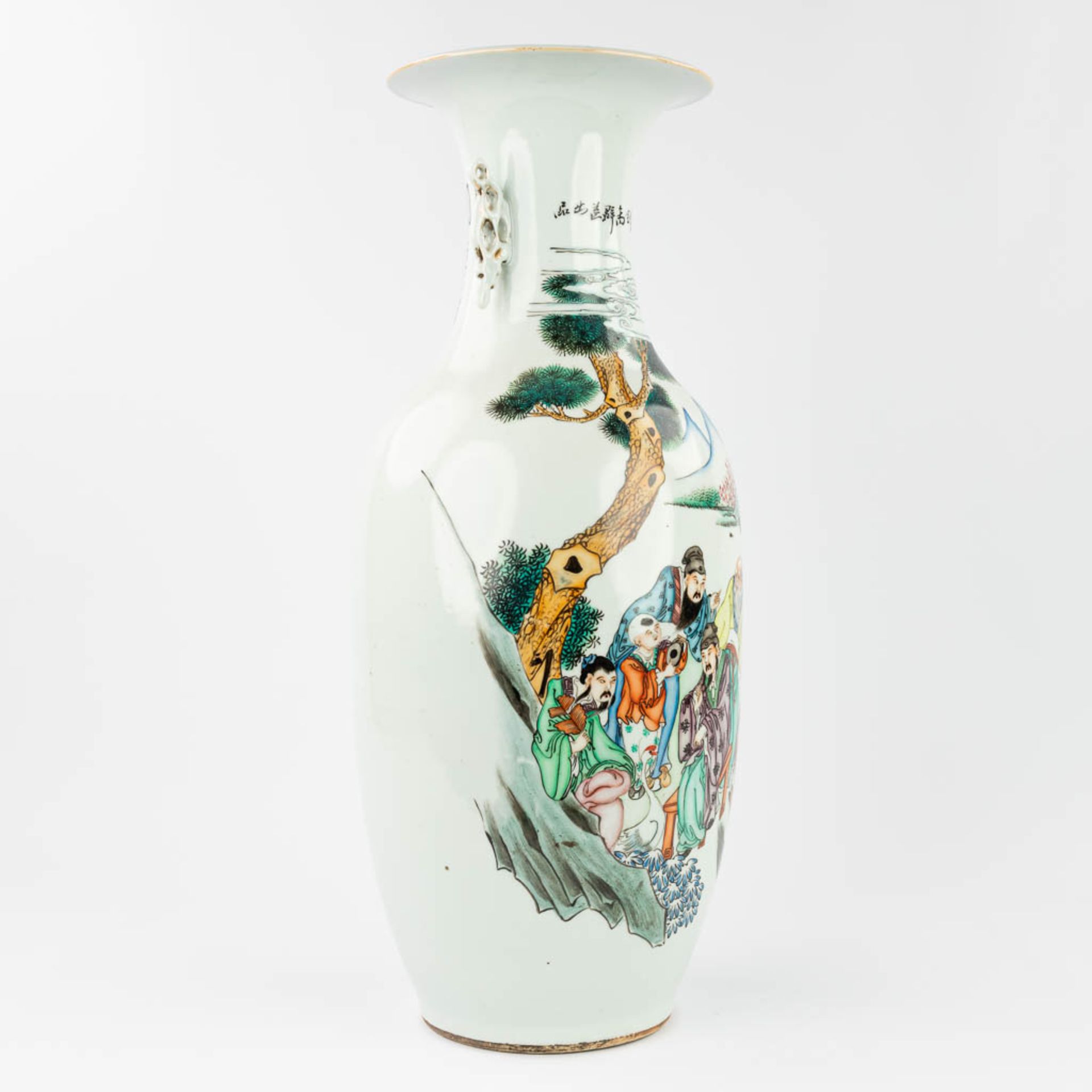 A Chinese vase made of porcelain and decorated with wise men in the garden. (59 x 23 cm) - Image 6 of 14