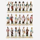 L'armee de Napoleon', a collection of 21 figurines/soldiers made of porcelain. 20th C. (25cm)