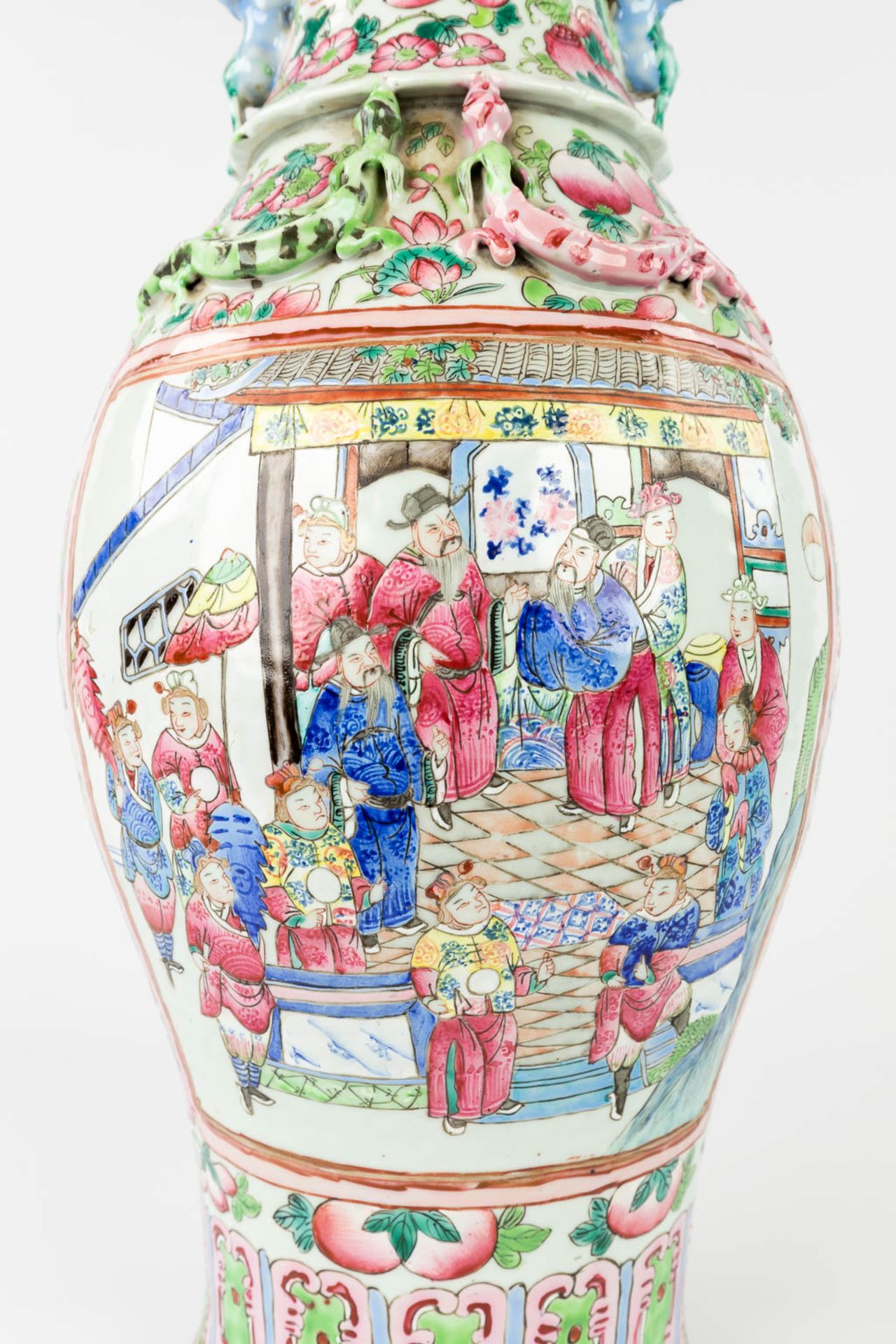 A collection of 2 Chinese vases, Famille rose. 19th/20th C. (H:65 cm) - Image 17 of 21