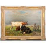 Alfred VERWEE (1838-1895) 'Les Vaches', oil on canvas (W:114 x H:82 cm)