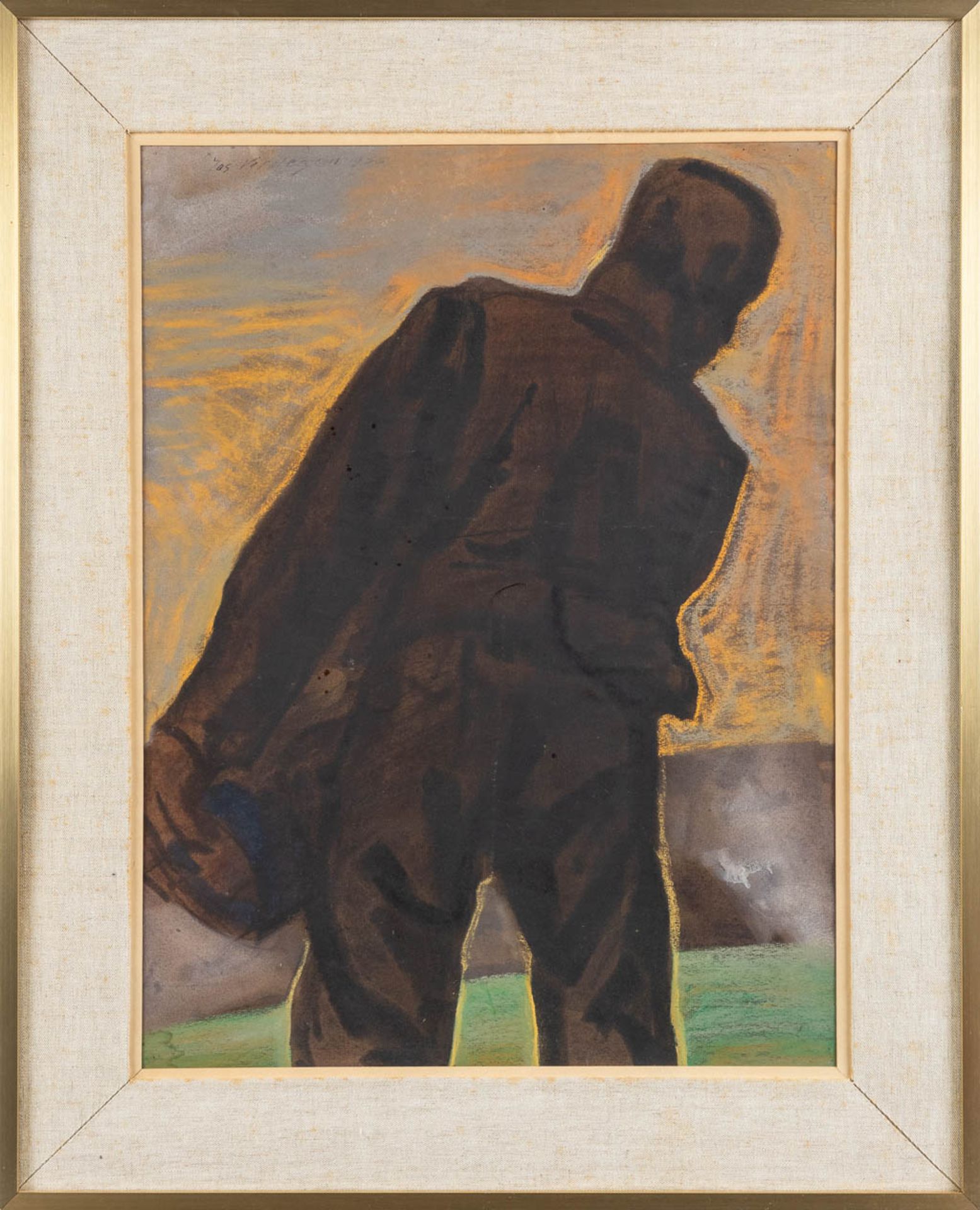 Joseph VERDEGEM (1897-1957) 'Farmer on the field' a drawing, gouache on paper. 1956. (W:46 x H:62 c - Bild 3 aus 5